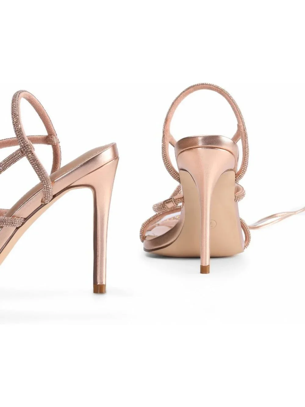 Women's Rose/Gold Strappy Stilettos Gladiator Sexy Square Toe Open Toe Sandals